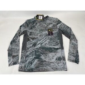 Realtree Fishing Backpaddle Gray Reversible Long Sleeve Shirt Mens Size S